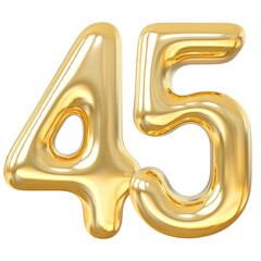 3d numbers 45 gold with generative AI