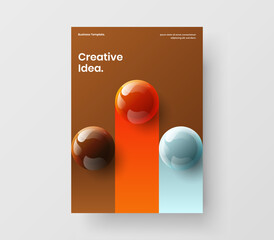 Amazing realistic spheres annual report layout. Colorful leaflet A4 vector design illustration.