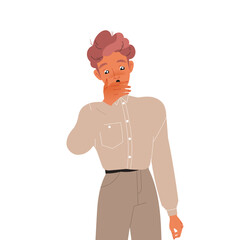 Man Office Employee Gasping in Amazement Showing Shocked Face Expression Vector Illustration