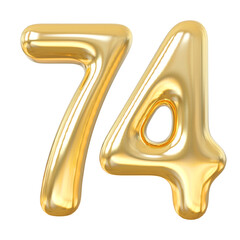 3d numbers 74 gold with generative AI