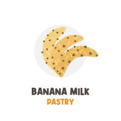 Banana Milk Pastry Illustration Logo With Chocolate Chips