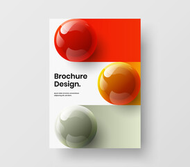 Geometric realistic spheres company identity layout. Isolated cover A4 design vector illustration.