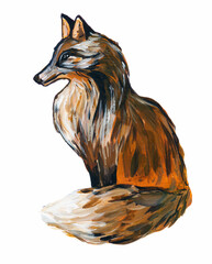 Gouache illustration of fox