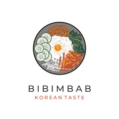 Bibimbap Korean Food Illustration Logo