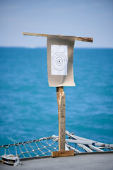 Fototapeta na wymiar Paper shooting target on a pole
