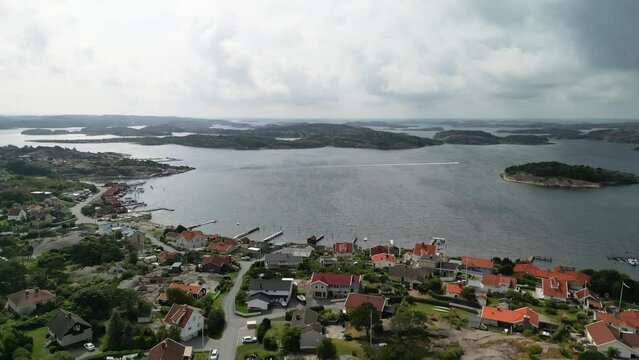 Fjallbacka, Sweden Drone out to sea and archipelago 