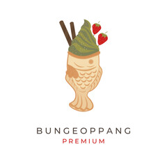 Ice Cream Matcha Bungeoppang Taiyaki Fish Cake Illustration