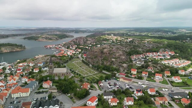 Fjallbacka, Sweden Town Drone Pan