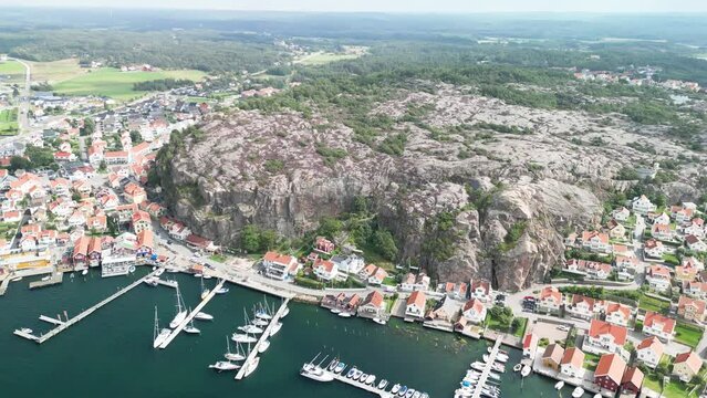 Fj&auml;llbacka Harbor Drone Pan Sweden