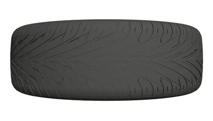 Polygonal model of a car tire from black lines isolated on a white background. Above view. 3D. Vector illustration.