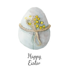 happy easter eggs decorated with flowers watercolor illustration - 551785914