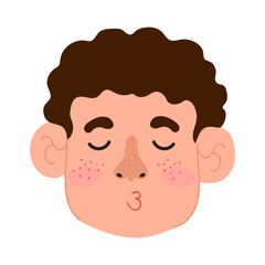 Vector Colorful Illustration of Enamored Boy Isolated on White Background