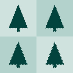 Zigzag Edge Christmas Tree Green Icons
