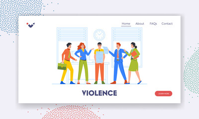 Obraz na płótnie Canvas Violence, Denunciation, Blame Landing Page Template. Male Character Social Bullying Victim Vector Illustration