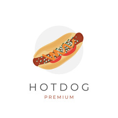 Chicago hot dog vector illustration logo