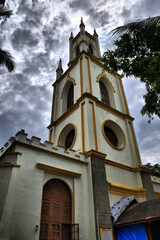Fototapeta na wymiar View of the main monuments and tourist spots of Mumbai (India). Colaba neighborhood. Catholic Church