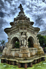 Fototapeta na wymiar View of the main monuments and tourist spots of Mumbai (India). Colaba neighborhood. Flora fountain