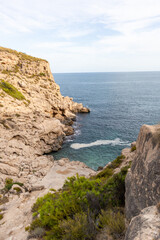 Beaches, cliffs and tourist places in the south of Spain. White coast in the Valencian Community.