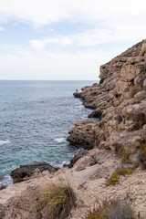 Beaches, cliffs and tourist places in the south of Spain. White coast in the Valencian Community.