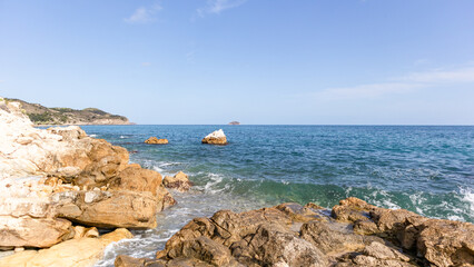 Beaches, cliffs and tourist places in the south of Spain. White coast in the Valencian Community.