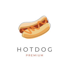 Delicious Hot Dog Line Art Simple Illustration