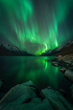 Aurora borealis near Tromso, arctic Norway