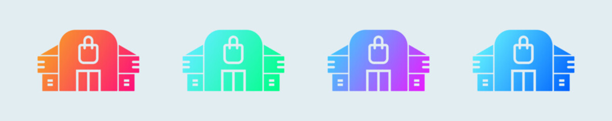 Shopping mall solid icon in gradient colors. Supermarket signs vector illustration.