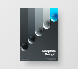 Abstract 3D spheres corporate identity template. Clean magazine cover design vector illustration.