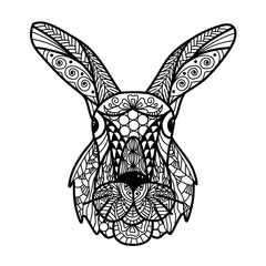 painted bunny for Chinese New Year and Easter, coloring book.