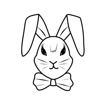 painted bunny for Chinese New Year and Easter, coloring book.