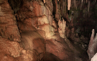 The splendor  of nature - bizarre forms of stalactites and stalagmites in the Salamander Cave in northern Israel
