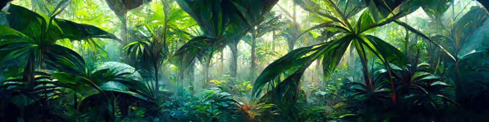 Tropical jungles created with Generative Ai technology