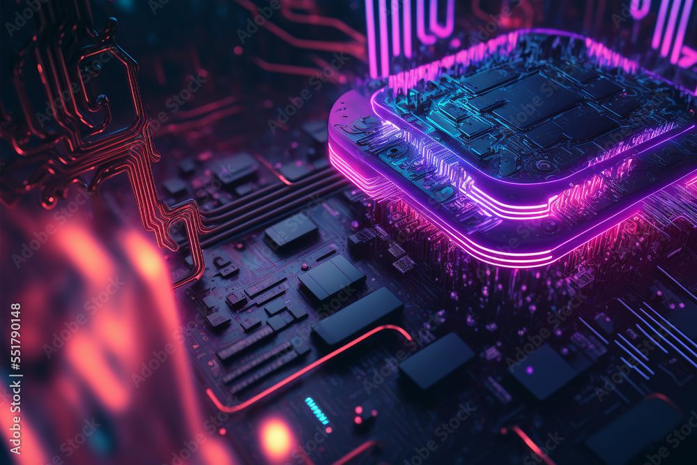 Poster abstract circuit cyberspace design created with generative ai technology
