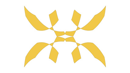 A transparent golden art deco geometric shape design element.