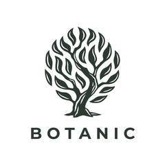 Tree of life logo mark design. Garden plant icon. Bush symbol. Vector illustration.