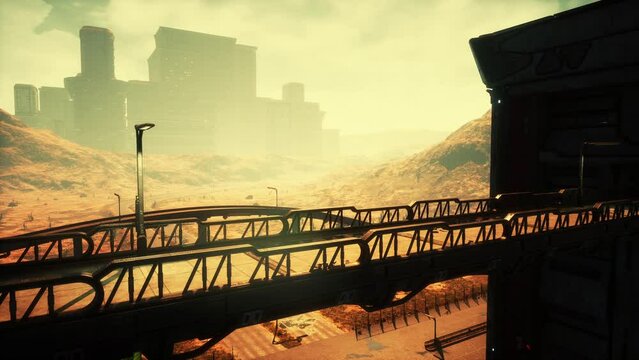 Post apocaliptic landscape of city