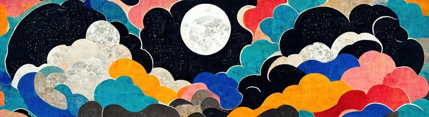 abstract Moon and cloud Pattern. Generative AI