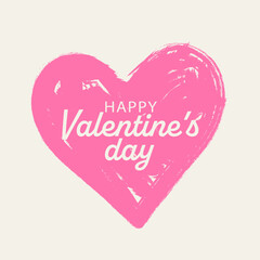 valentines day card design flat illustration. Grunge heart. 