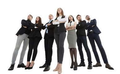 Obraz premium group of young business people looking forward with confidence.