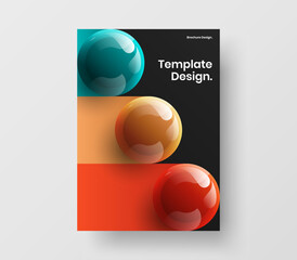 Simple 3D balls booklet template. Multicolored handbill A4 design vector layout.