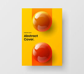 Geometric realistic spheres postcard concept. Colorful corporate cover A4 design vector layout.