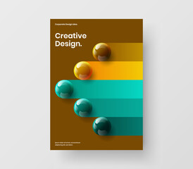Bright 3D balls journal cover concept. Isolated annual report design vector layout.