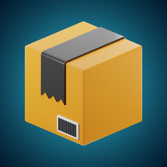 Delivery package icon 3d rendering on isolated background