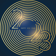 Best Wishes - Abstract Retro, Art Deco Style Happy New Year Greeting Card or Background, Creative Design Template - 2023