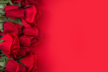 Red background with red roses
