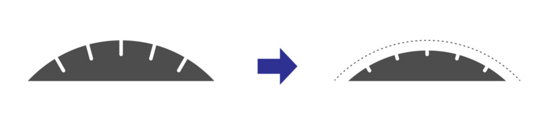 新品のタイヤとすり減ったタイヤの溝のイメージ © Misaso 