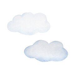 Watercolor illustration of clouds isolated