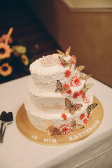 cake decorated with roses