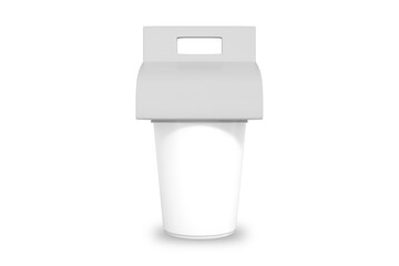 Cup Carrier Template. White, clear, blank Cupholder mockup isolated on white background. 3d rendering.