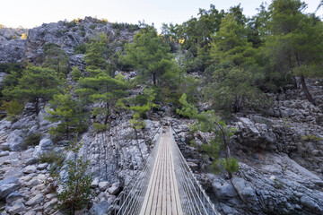 Suspension bridge across in the Goynuk canyon, Turkey - 551795918